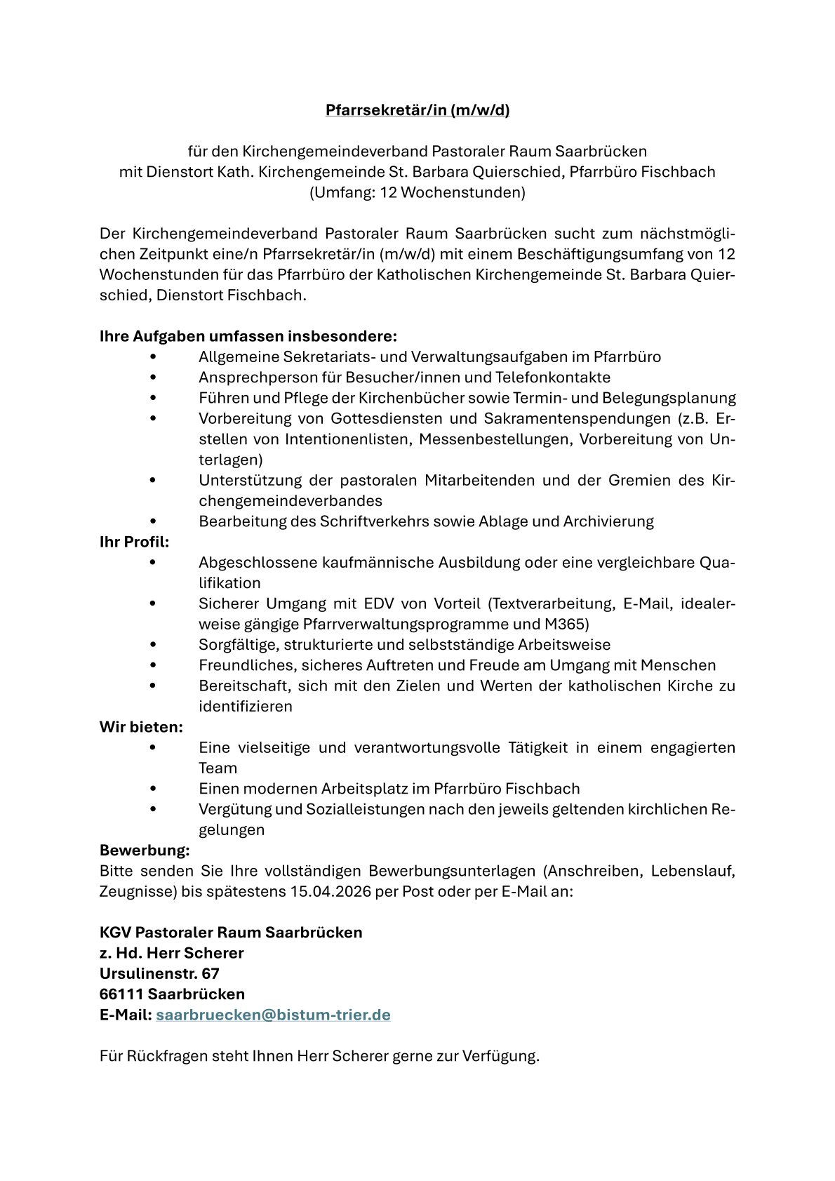 Ausschreibung-PfarrsekretaerIn-Quierschied