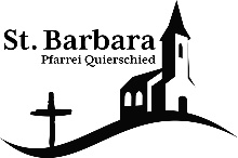 Man sieht das Logo der Pfarrei: Eine Kirche in schwarz-weiß mit einem Kreuz daneben